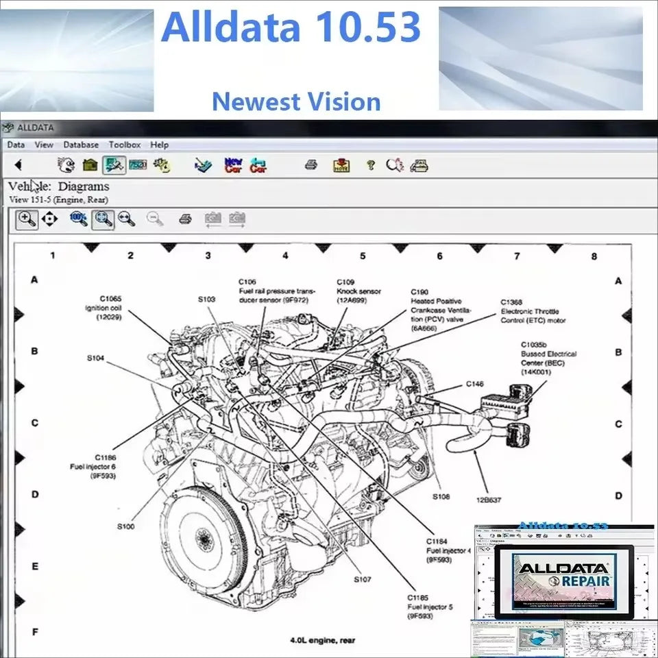 Alldata 10.53 2025 Automotive Diagnostic Software provides all data technical support for cars and trucks with wiring diagrams