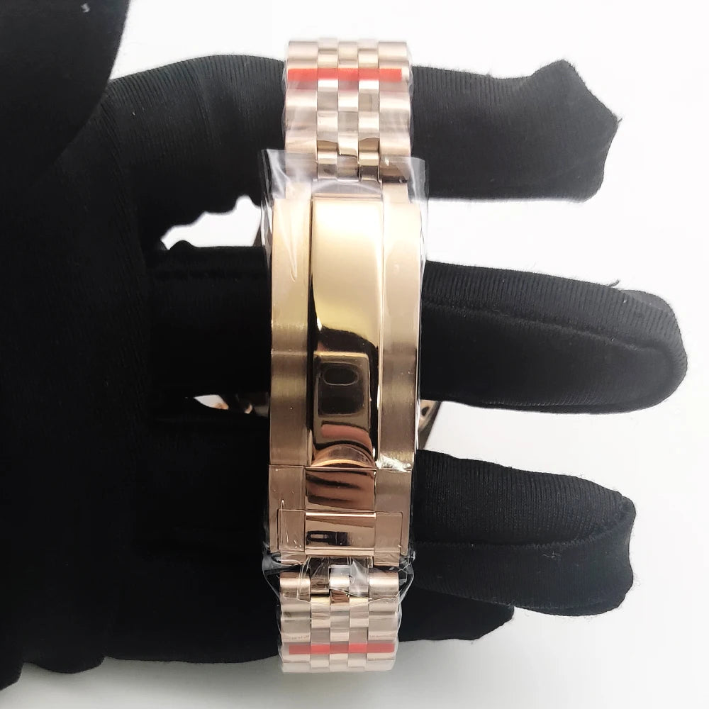 Luxury 39mm Rose gold Quartz Watch Men's Timing Sapphire Crystal VK63 Movement Calendar Luminous Blue Dial Stainless Steel Stra