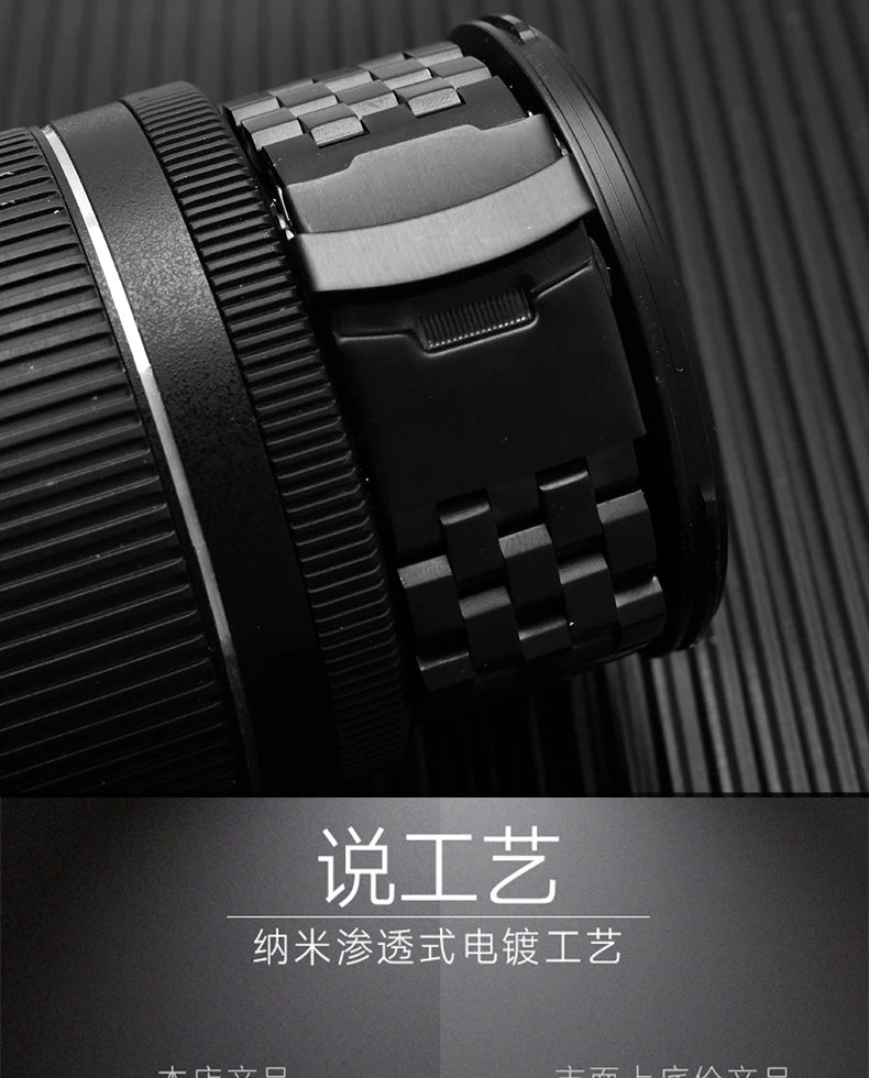Black Precision Steel Watch strap Chain Accessories 20MM 22MM for Seiko MIDO Citizen Bracelet Men's Wristband
