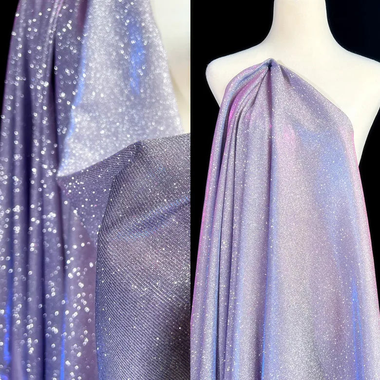 Colorful Blue Gradient Glitter Fabric Elastic Knitting By The Meter for Clothes Performance Dress Diy Sewing Designer Cloth Gold