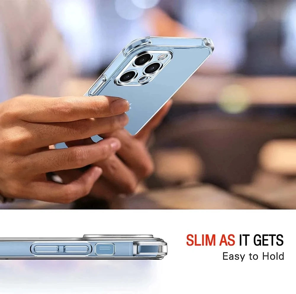 Luxury Shockproof Clear Phone Case For iPhone 17 16 15 13 12 11 14 Pro Max Mini XR XS 7 8 Plus Silicone Transparent Back Cover