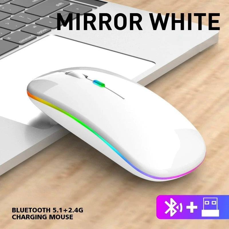 Rechargeable Wireless Mouse Bluetooth-compatible 2.4GHz Dual Modes Computer Mice with Nano Receiver for PC Laptop Macbook