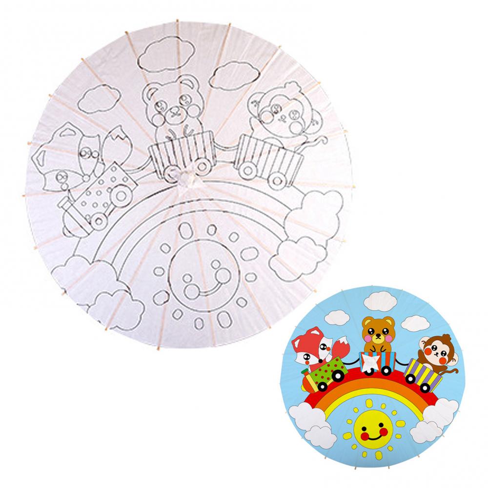 Chinese Umbrella Vintage DIY White Paper Umbrella Anime Painting Sunscreen Umbrella Photo Dance Props Ancient Cosplay Umbrella