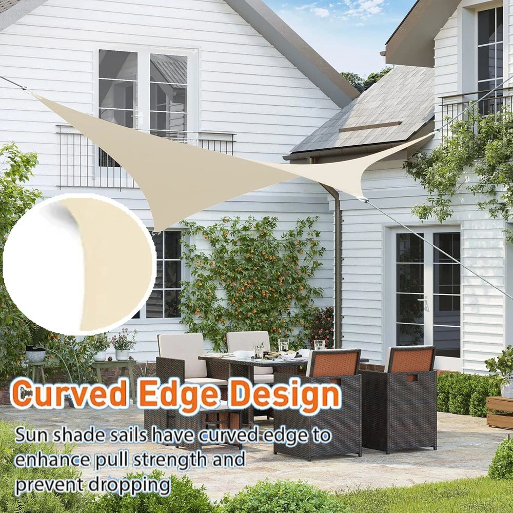 Beige Sun Shade Sail Waterproof Outdoor Garden Sails Canopy Patio Party Sunscreen Awning 98% UV Block Shade Cloth with Free Rope