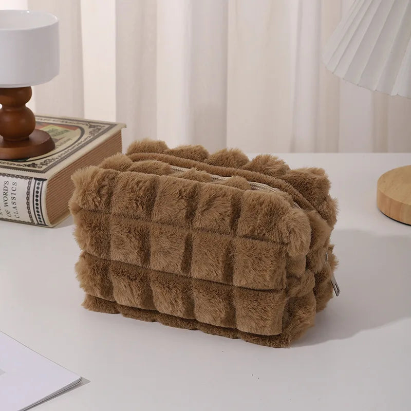 Office Supplies Zipper School Supplies Corduroy Pillow Plush Pencil Case Cosmetic Bag Storage Box Corduroy Makeup Bags