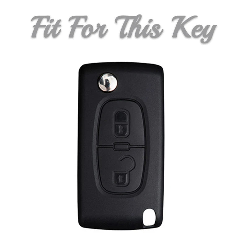 2 Button Folding Car Key Case for PEUGEOT 207 407 307 308 607 for Citroen C2 C4 C5 TPU Cover Fob Rubber Skin Protect Keychain
