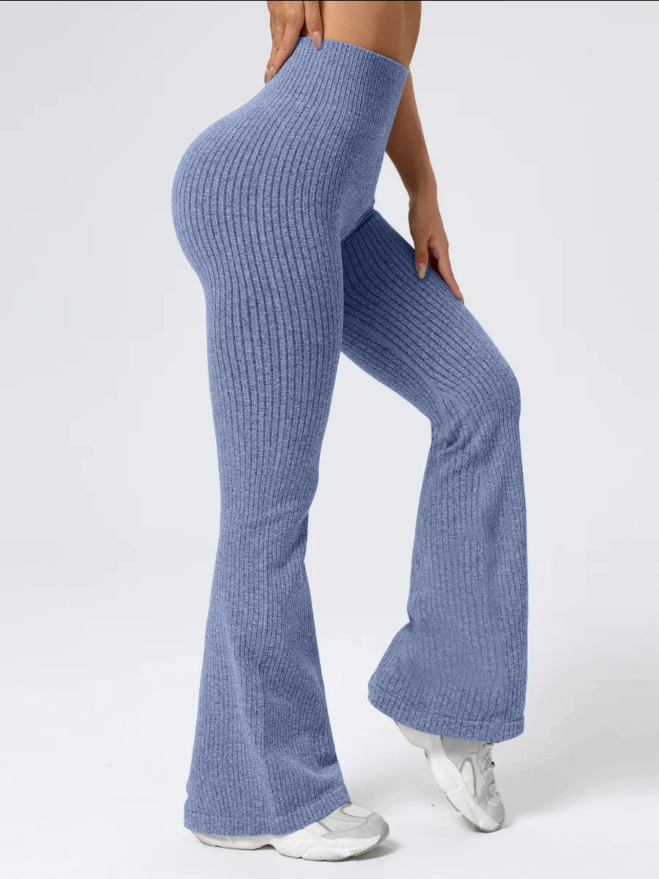 High-waisted tapered flared yoga pants, high-waisted butt-lifting fitness leggings, peach-shaped butt sports long pants, wide-le