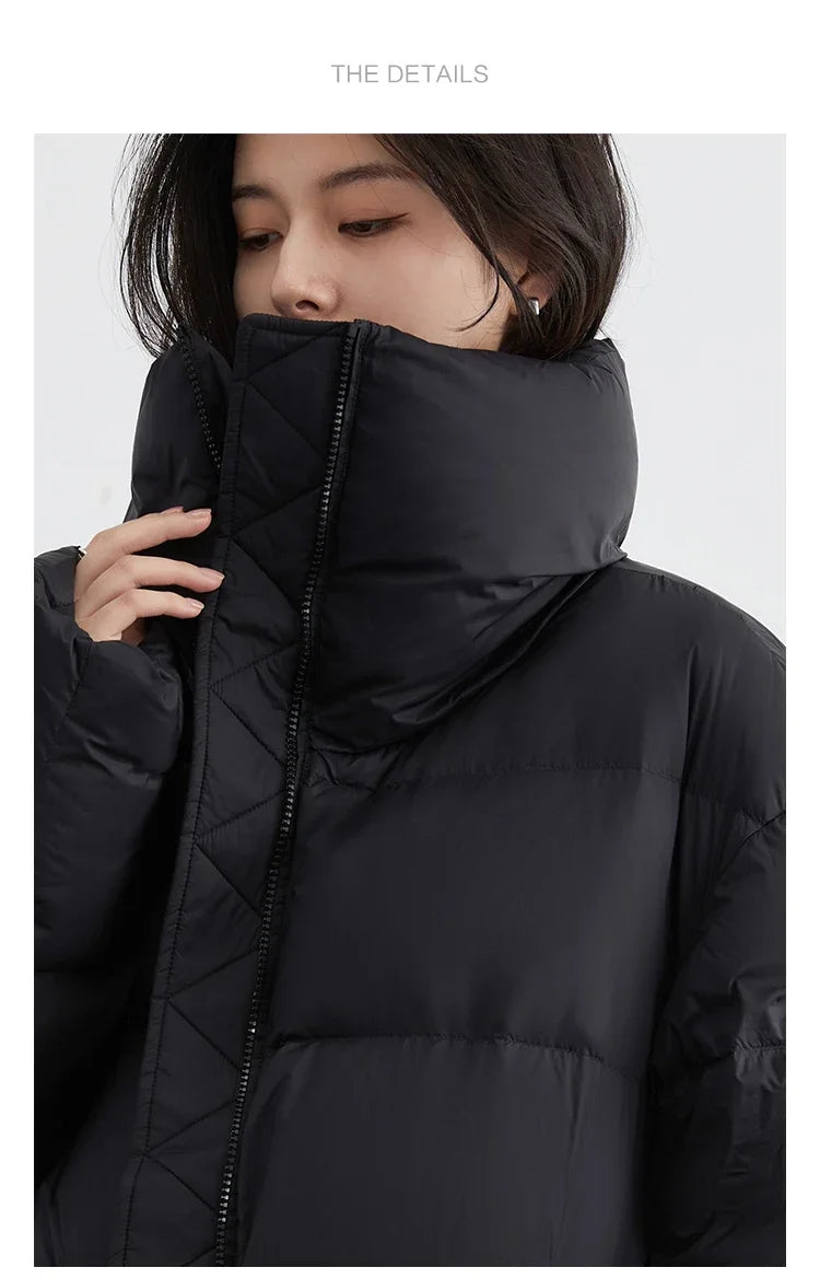 CHIC VEN Women's Down Coats Korean Stand Collar Simple Solid Color Warm Casual Jackets Soft Fashion Female Clothing Winter 2025