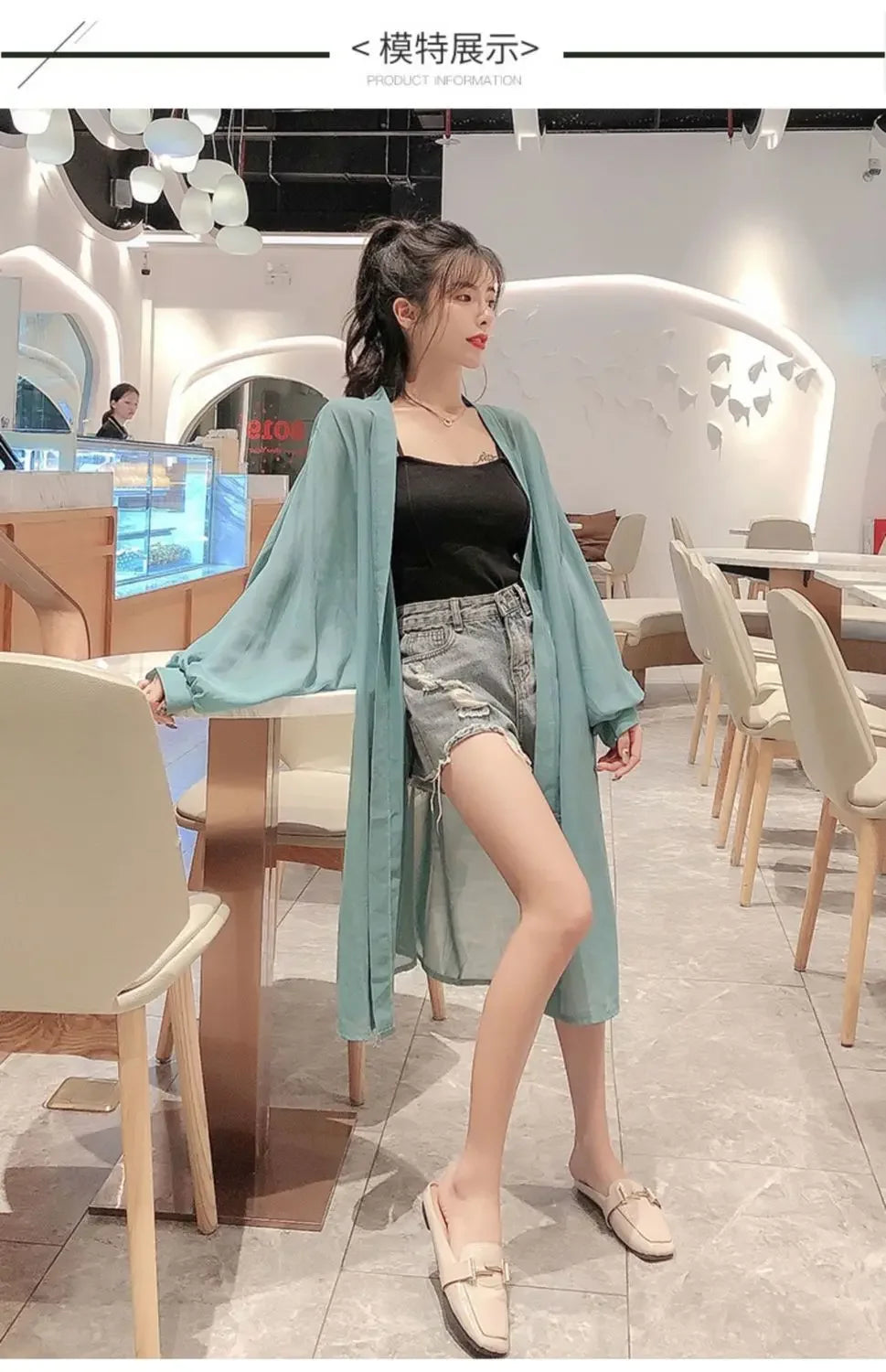 Long Shirts Women Summer Girls Sunscreen Clothing Seethrough Thin Loose Solid Simple Leisure All-match Korean Style Chiffon Tops
