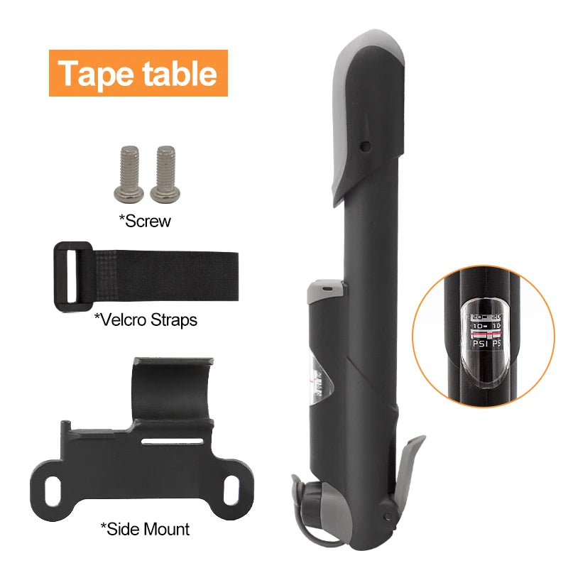 Portable Bicycle Pump Mini Hand Pump Bike Tire Fill Inflator Air Injector with Pressure Gauge MTB Road Cycling Accessories Tools