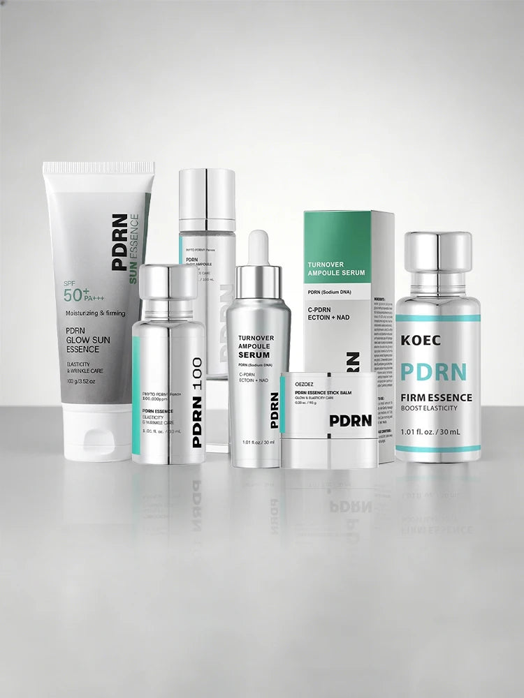 PDRN Peptide Collagen Essence Cream Set,PDRN Firming Deeply Moisturizing Skin Care Ampoule Essence,PDRN High SPF Glow Sunscreen