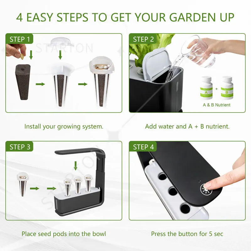 Garden Indoor Home Led Grow Light Smart Planter Pot Kits Herb Self Watering aero Pots Hydroponic Growing Systems