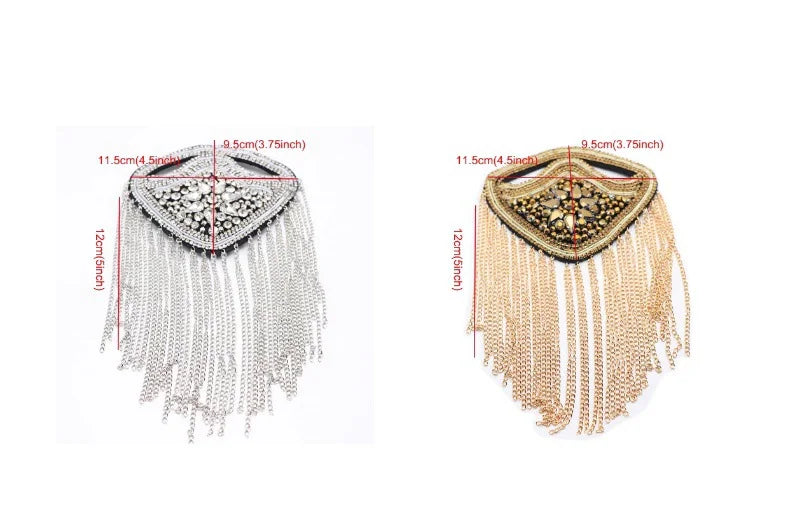 Exquisite Western-Style Performance Costumes Metal Punk-Syle Shoulder Ornaments Epaulets Fringed Epaul for Clothing Accessories
