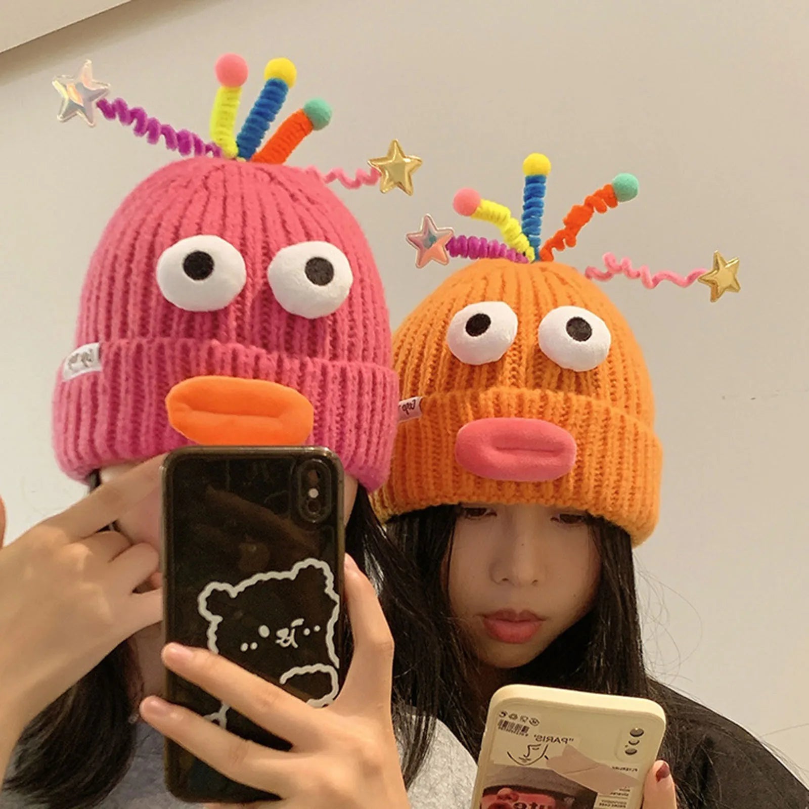 Women's Hat Funny Cartoon Sausage Mouth Wool Hat Knitted Ear Protectioned Hat Winter Warm Cute Big Head Cute Funny Hat
