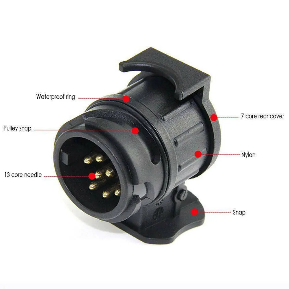 13 To 7 Pin RV Connector Durable Trailer Connector Waterproof Towing Connection Adapter for Towing Truck for Touring Car Trailer