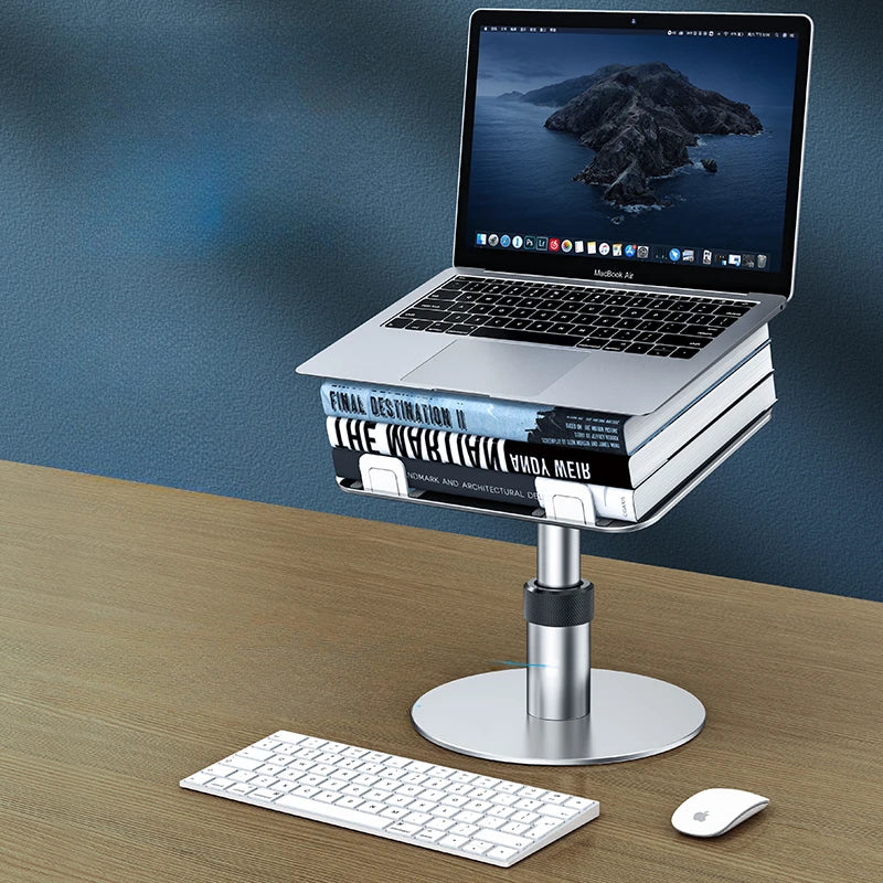Oatsbasf Metal Laptop Stand Holder Height Adjustable Portable Laptop Table Stand 360° Rotation Desk Reading Holder for 12-17"