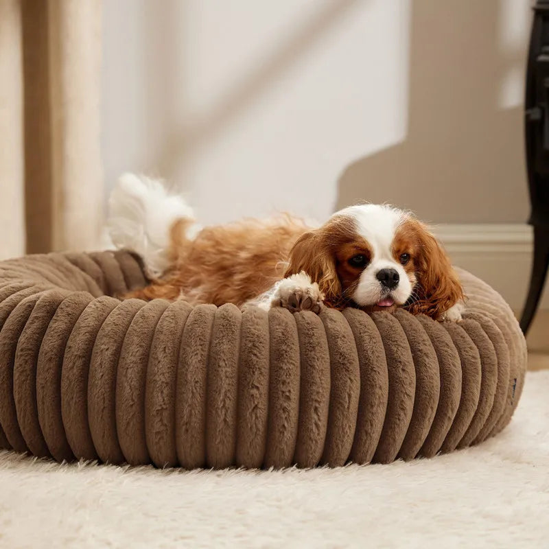 Pet Nest Rabbit Plush Pet Pad Long Hair Round Cat Nest Universal Warm Dog Bed in All Seasons Soft Cat House  Pet Accessories