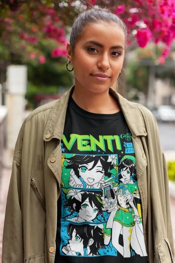 Genshin Impact Venti Dvalin T-shirt Anime Unisex Harajuku T-Shirt Tee ALL SIZES