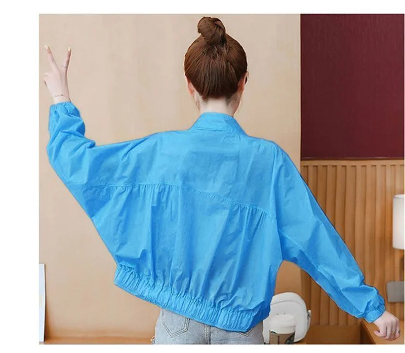 Women Sunscreen Clothing 2026 Summer Thin Short Jacket Korean Fashion Solid Versatile UV Resistant Jacket Female Tops Outerwear