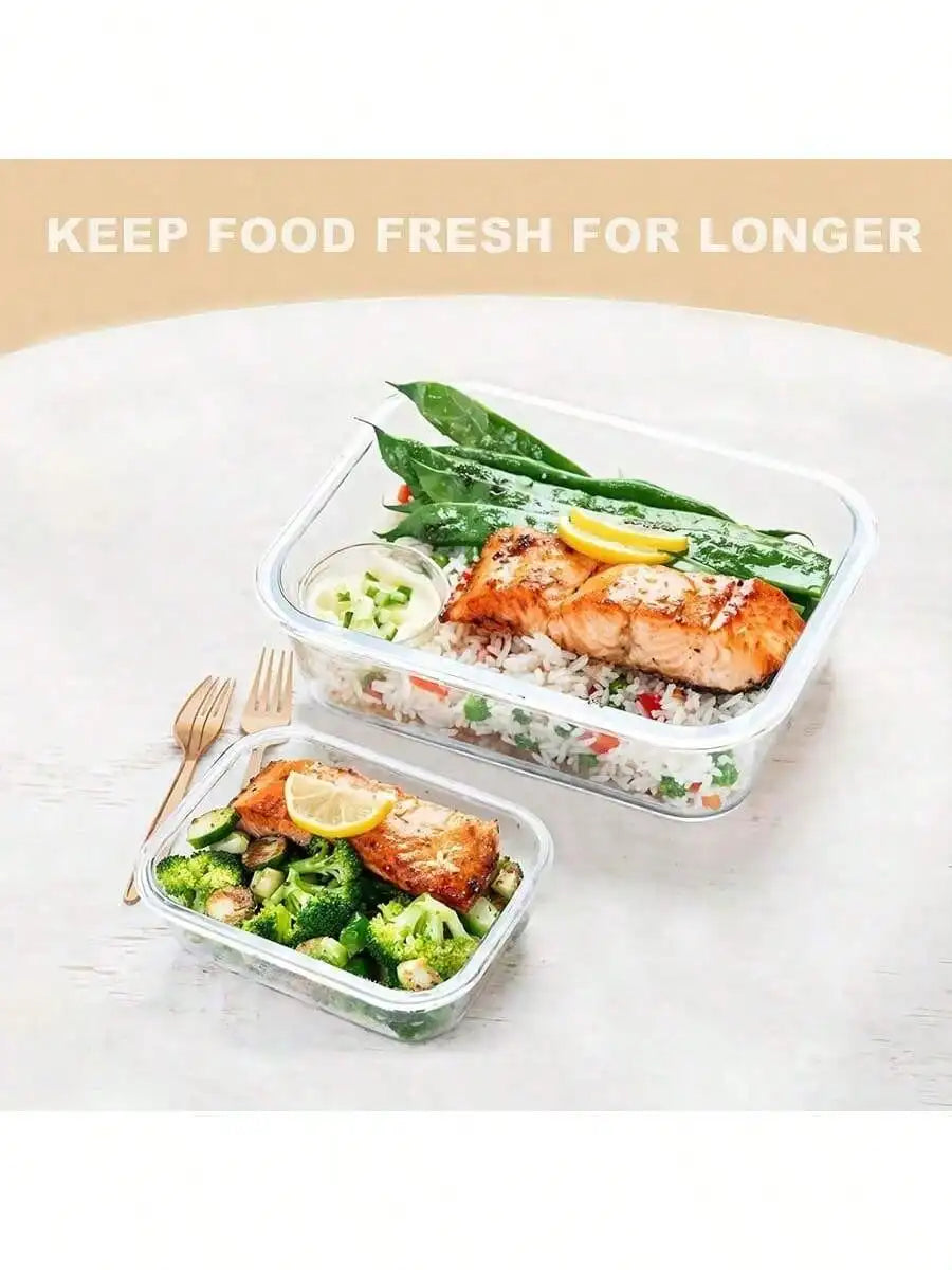 Glass Food Storage Container With Lid, For Meal Prep,Fridge And Dishwasher , Transparent For Storing Food, Salad, Fruit Etc.
