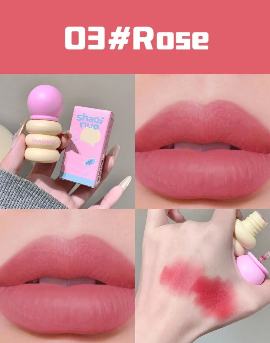 SHAQINUO Matte Lip Clay Lip Glaze, Contrasting Colors Matte Velvet Lip Clay Long-lasting Color Non-drying Lipstick