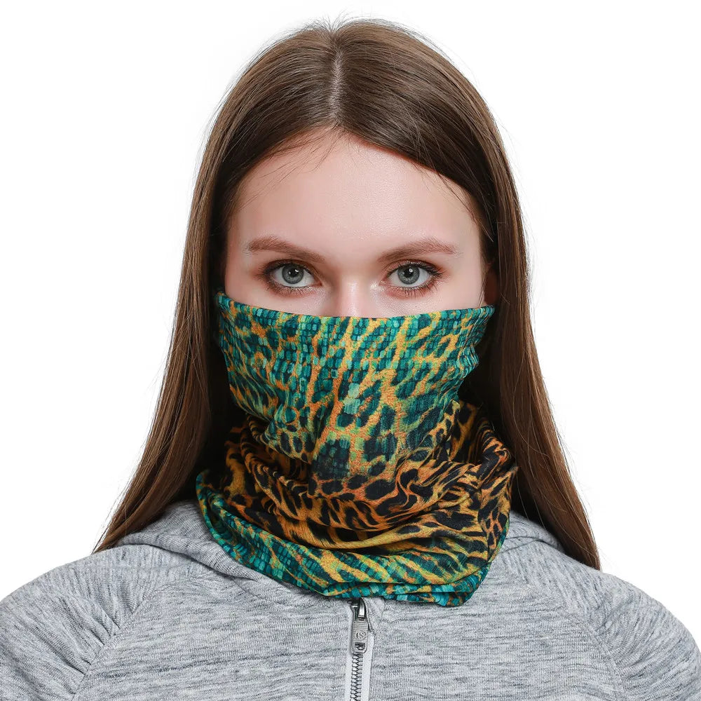 Beautiful Leopard Print Headdress Deporte Sport Face Mask For Women Cycling Bandanas Tube Headband Female Balaclava Head Scarf