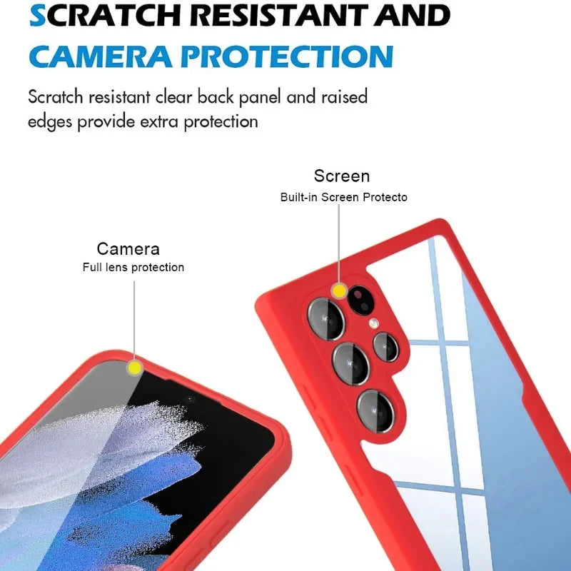360 Clear Phone Case for Samsung Galaxy S24 S22 S25 Ultra Plus S23 FE A05S A54 A16 A06 A36 A56 A26 creen Full Protection Cover
