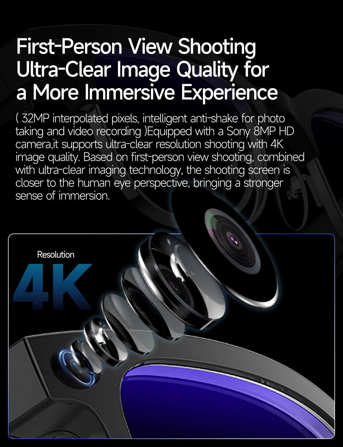 New Upgrade 800W Pixel Smart Glasses With Camera Video Recording AI Photo Recognition Call Language Translation Voice Sunglasses