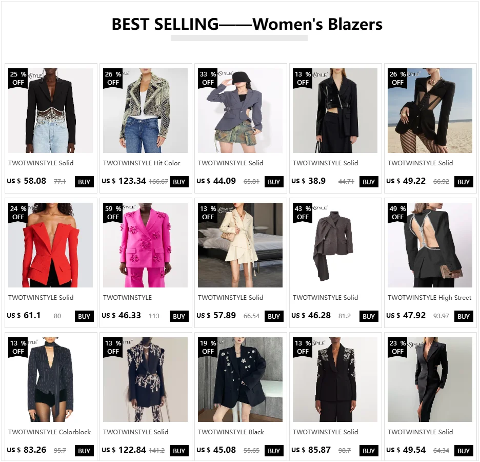 TWOTWINSTYLE Solid Designer Slimming Blazers For Women Slash Neck Long Sleeve Off Shoulder Temperament Coats Female Fashion New