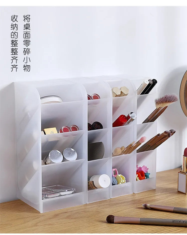 1Pcs Semi Transparent Frosted Pen Holder Slanted Makeup Brush Lipstick Organizer Multifunctional Stationery Storage Tube