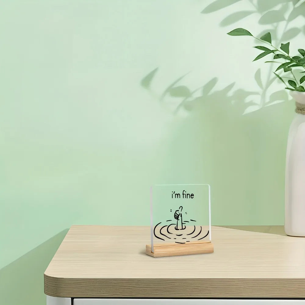 2D Funny "I'm Good" Logo - Minimalist Black and White Design Acrylic Desktop Decoration, Home Office, New Year Decoration Gift