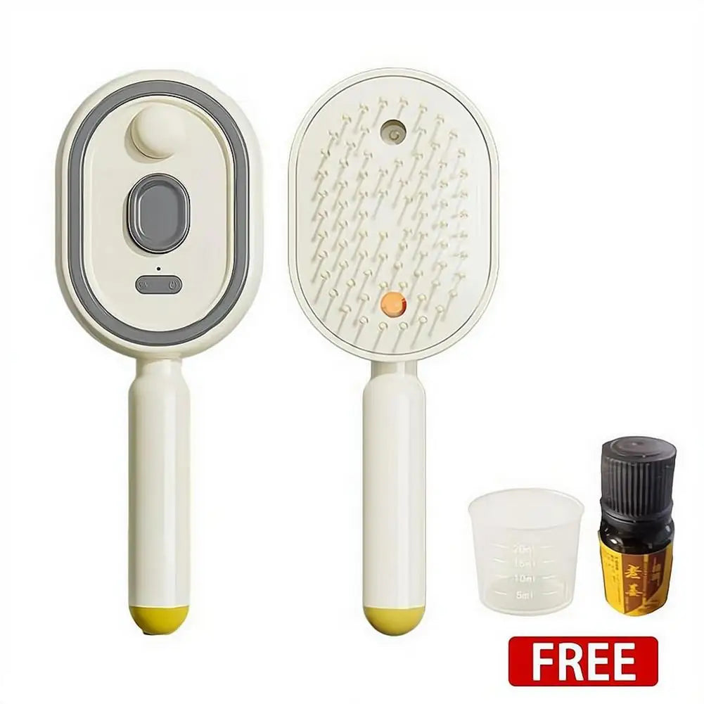 Electric Spray Hair Brush Hair SPA Nourishes Hair Essential Oil Spray Reduce Frizz Anti-Static Retractable Steam Massage Comb