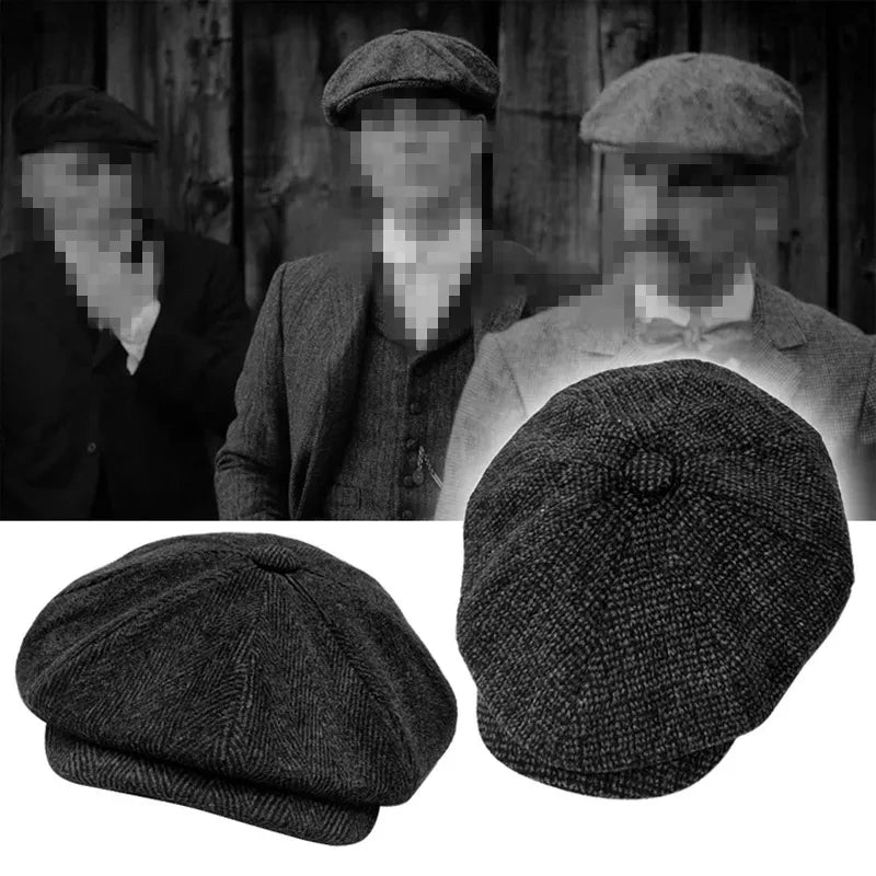 Retro Newsboy Caps Men Octagonal Hats British Painters Hats Autumn Winter Berets Herringbone Flat Caps Hip Hop Berets gorras