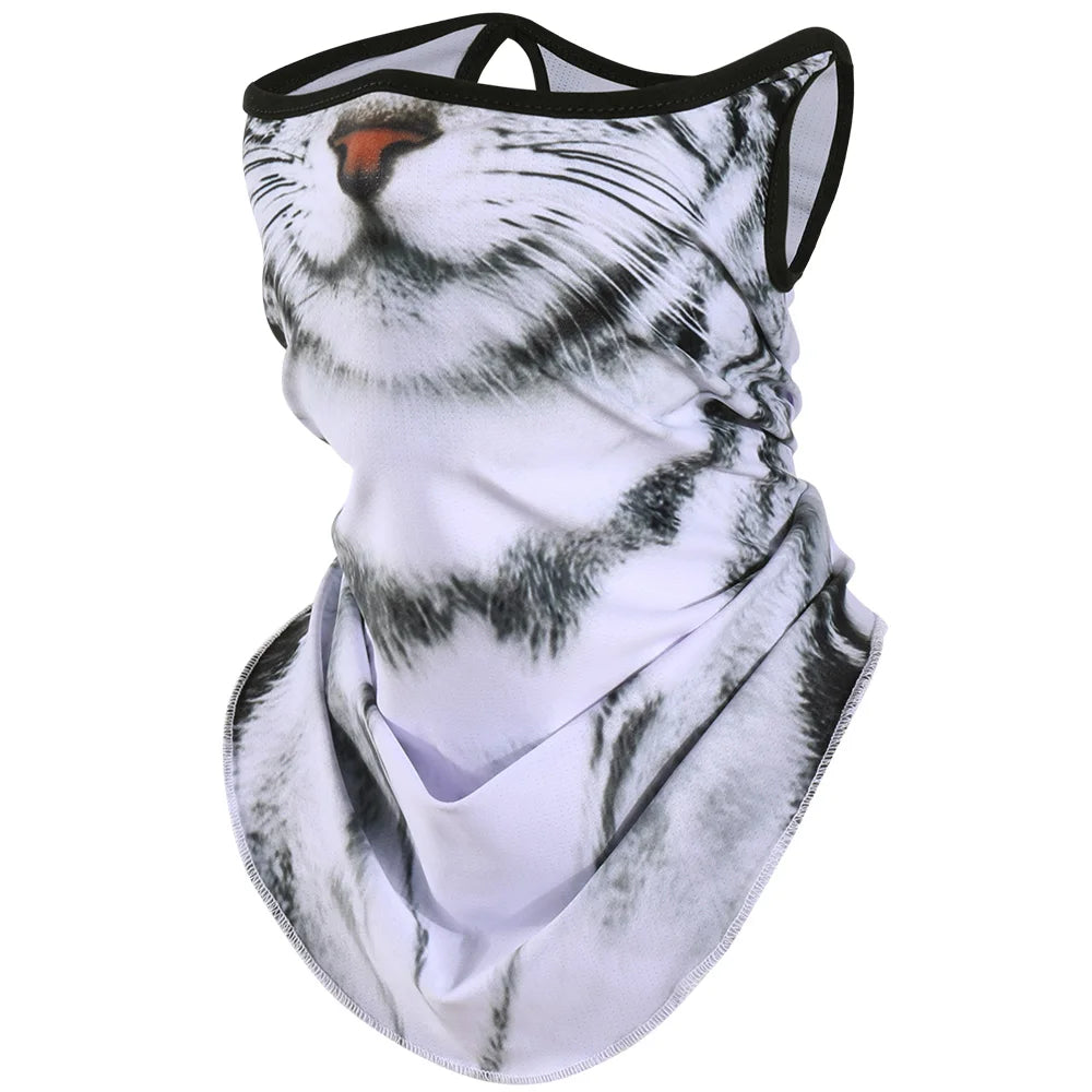 3D Animals Magic Scarf Bandana Breathable Neck Warmer Gaiter Hanging Ear Outdoor Sports Triangle Face Mask Neckerchief Summer