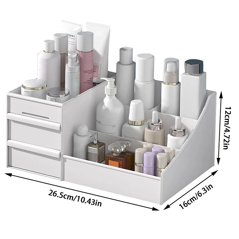 Plastic Cosmetic Makeup Organizer With Drawers, Bathroom SkinCare Storage Box Brush Lipstick Holder Organizers Storag