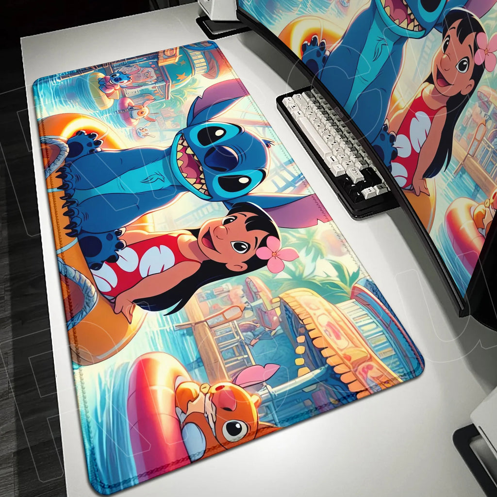 Large Gaming Mice Pad Kawaii Anime Stitch Mousepad Gamer Mausepad XXL Computer Office Speed Deskmat Keyboard Cabinet Accessories