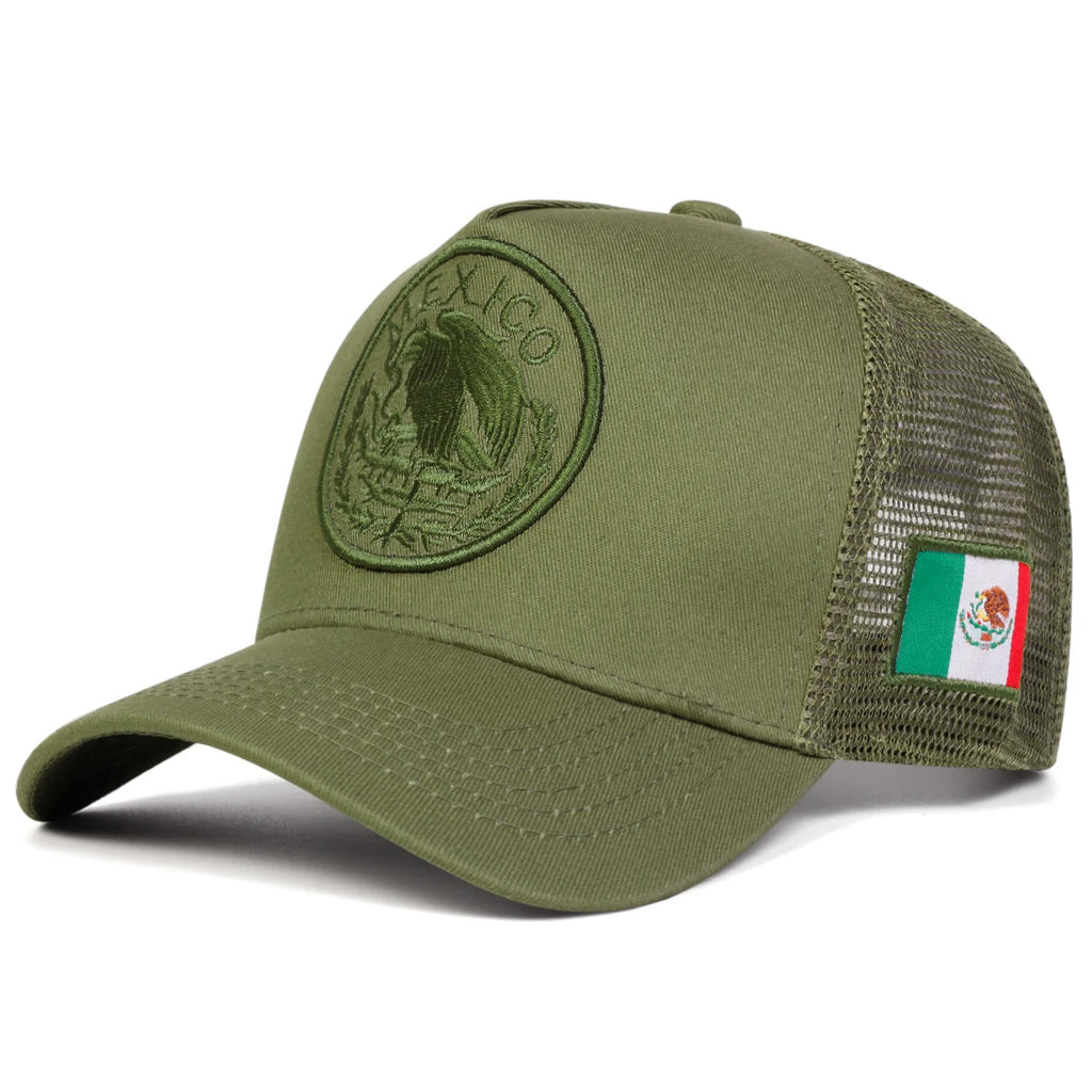 Unisex Mexican Flag Embroidery Baseball Net Caps Spring Summer Outdoor Adjustable Casual Hats Dad Hat Sunscreen Hat