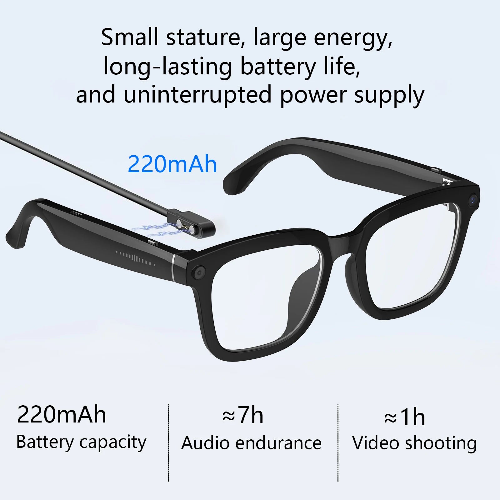 Smart AI Glasses with 8MP HD Camera, 1080P Video, Bluetooth/Wi-Fi, Voice Control & AI Recognition – Lightweight Hands-Free Glas
