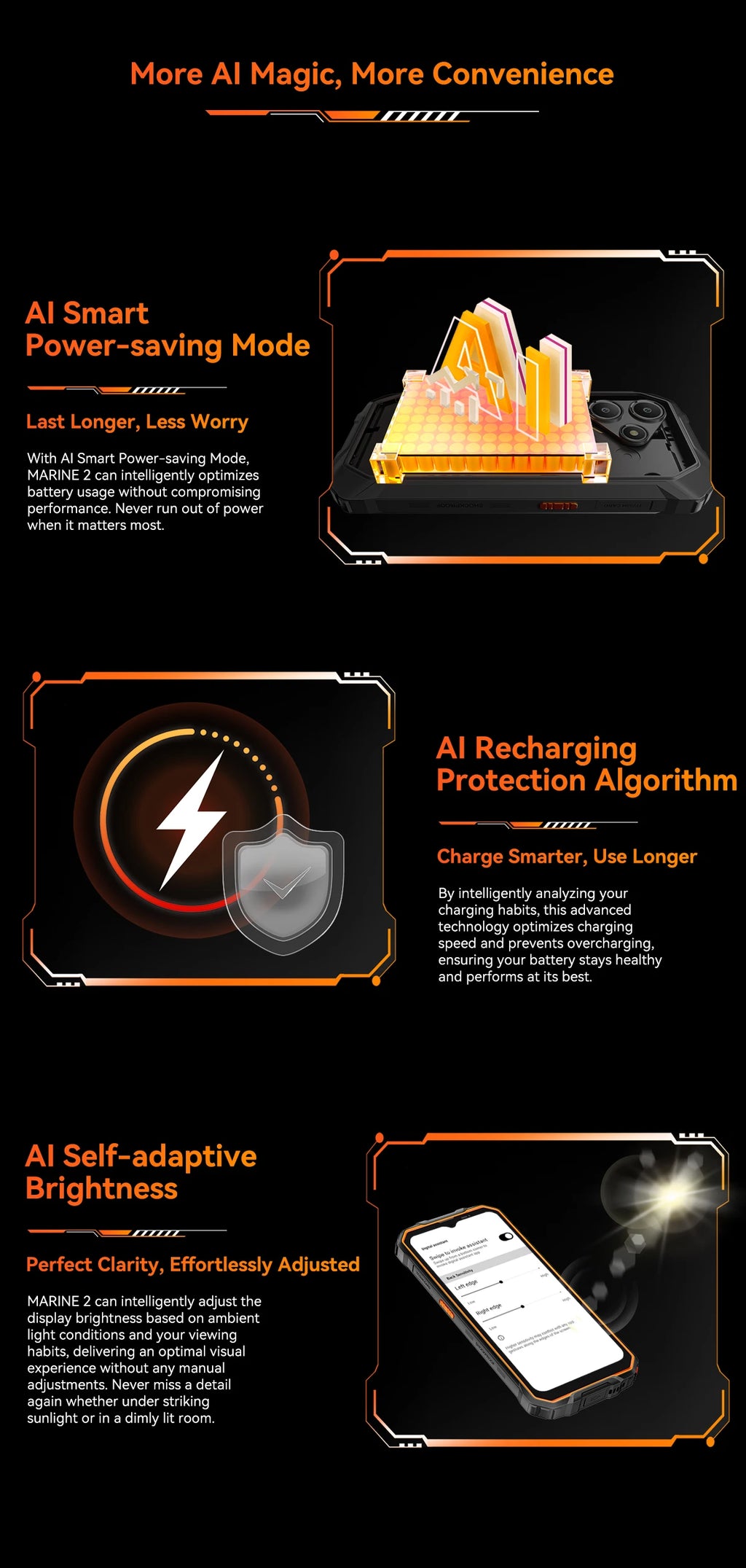 Blackview MARINE 2 Rugged Smartphone 6.56-inch HD+ IPS 90Hz Display 11000mAh 8GB 128GB Android 15 NFC 16MP Camera Cellphone