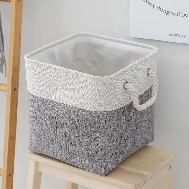Household Goods Miscellaneous Sorting Basket Splicing Linen Fabric Storage Basket Miscellaneous Toy Storage Box