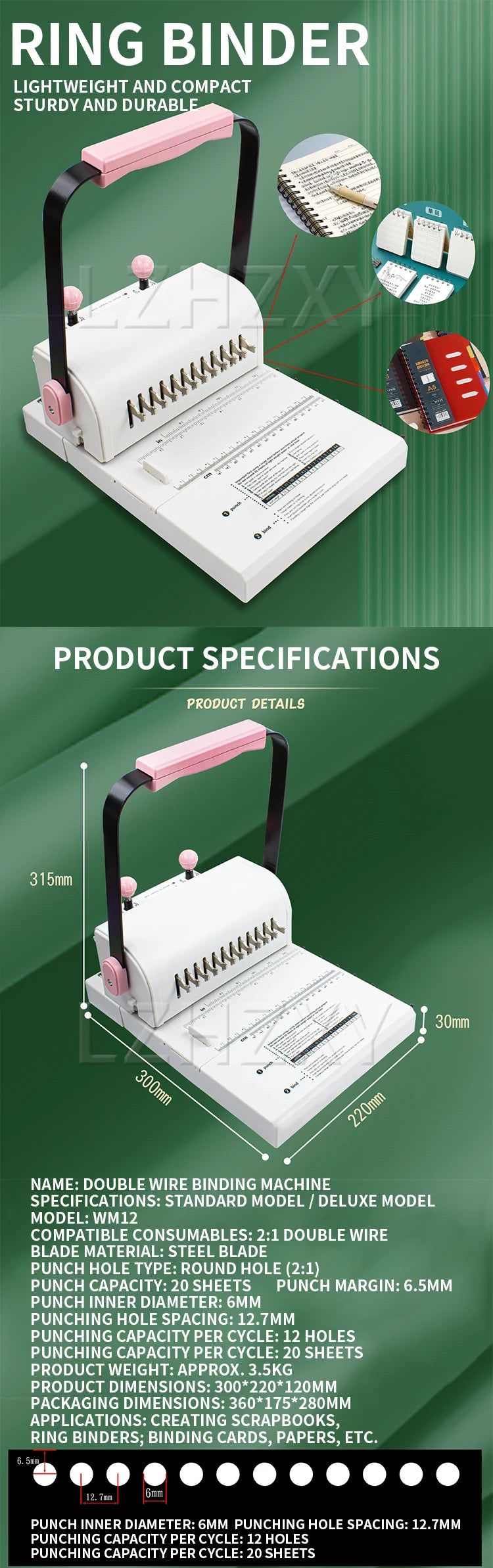 Ring Binder Punch 2:1 Hole Punch Machine Manual Ring Binder Punching Machine Ring Binder YO Ring Punching Machine Round Hole Dou