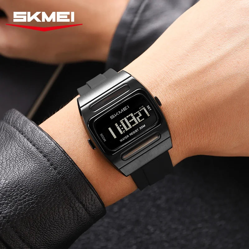 SKMEI 2563 New Solar Men's Digital Watch Silicone Strap Waterproof Multi functional Electronic Watch Alarm Clock reloj hombre
