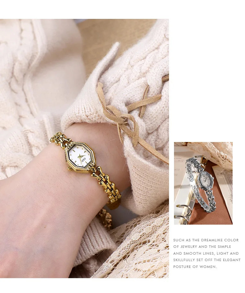 UTHAI CQ375 Fashionable Women watch retro bracelet watch octagonal quartz watch light luxury clock gift，watches for woman