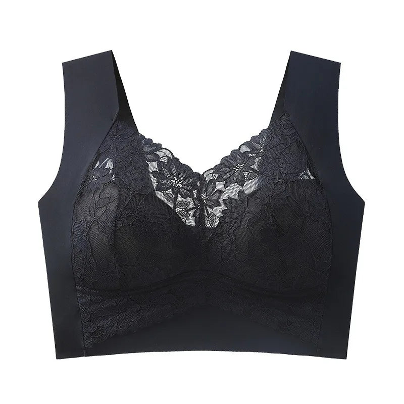 Ladies Comfortable Sexy Lace Seamless Breathable Back Bra All Season Comfortable Without Steel Ring Gathering Anti Sagging Vest