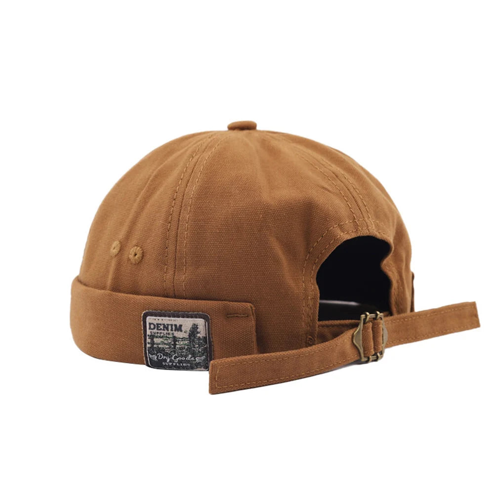 Retro Letter Label Brimless Caps Unisex Solid Color Beanie Men Women Summer Street Adjustable Docker Hats Melon Cap Hip Hop Cap