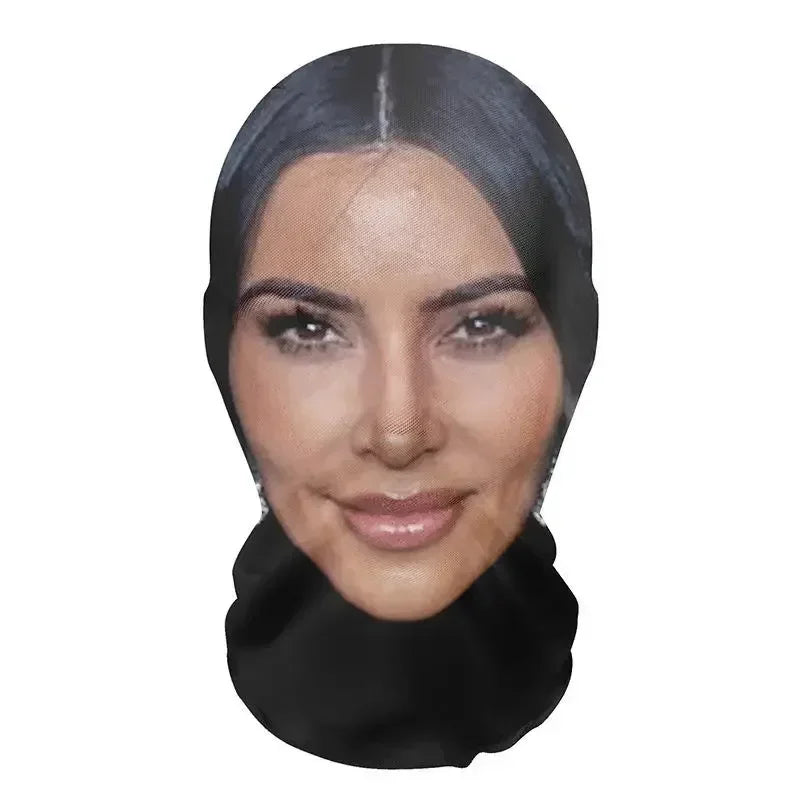 Kanye Mask 3D Printed Elastic Mesh Full Face Mask For Men Women Cosplay Headwear Hip Hop Fashion Balaclava Hood Hat Headgear