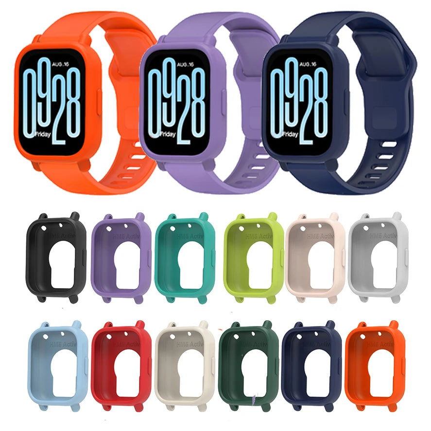 Silicone Strap For Redmi Watch 5 Active Smart Watch Band + Protective Case Shell