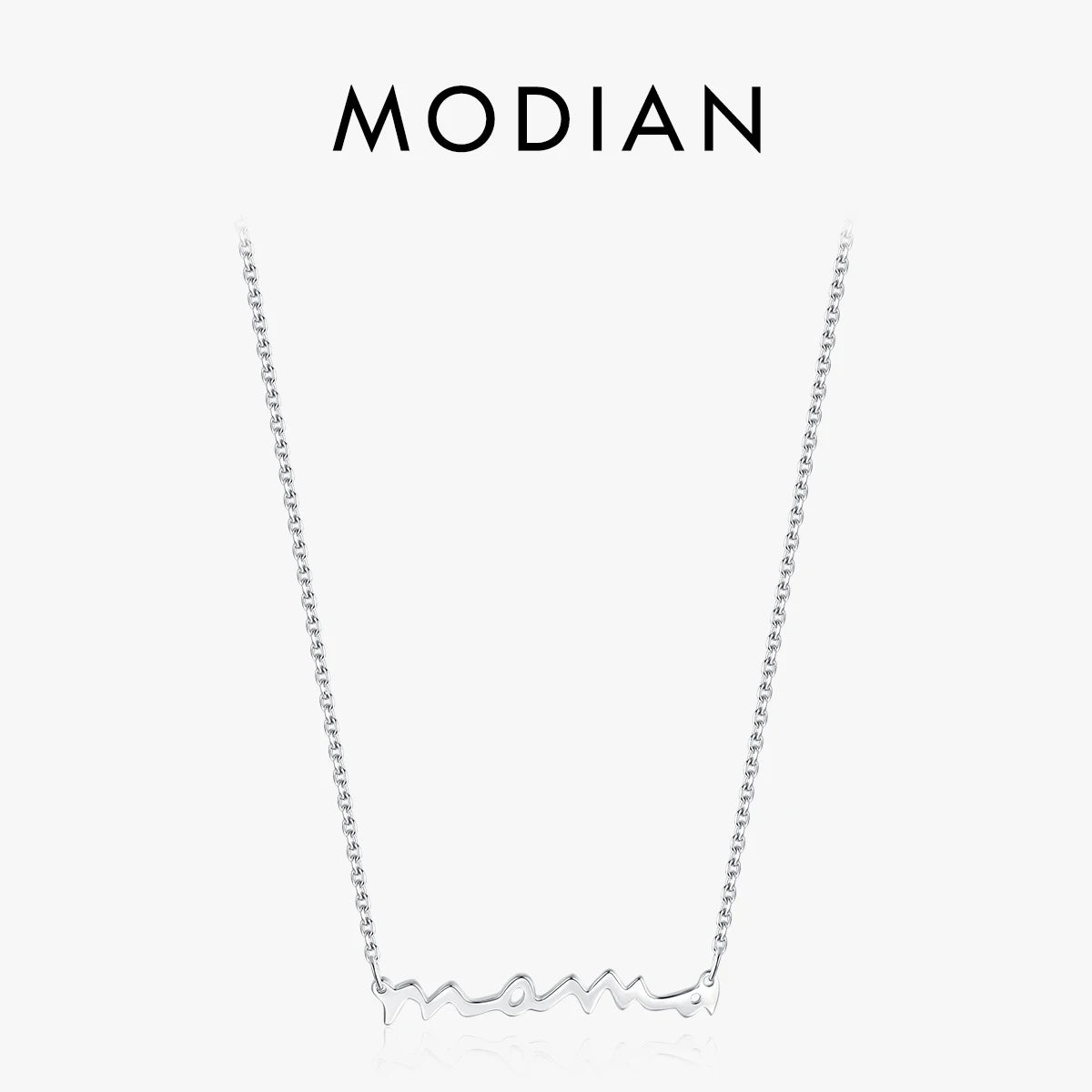 MODIAN Classic Design 925 Sterling Silver Letter Mama Pendant Necklace For Women Mom Mama Mother's Day birthday Christmas Gift