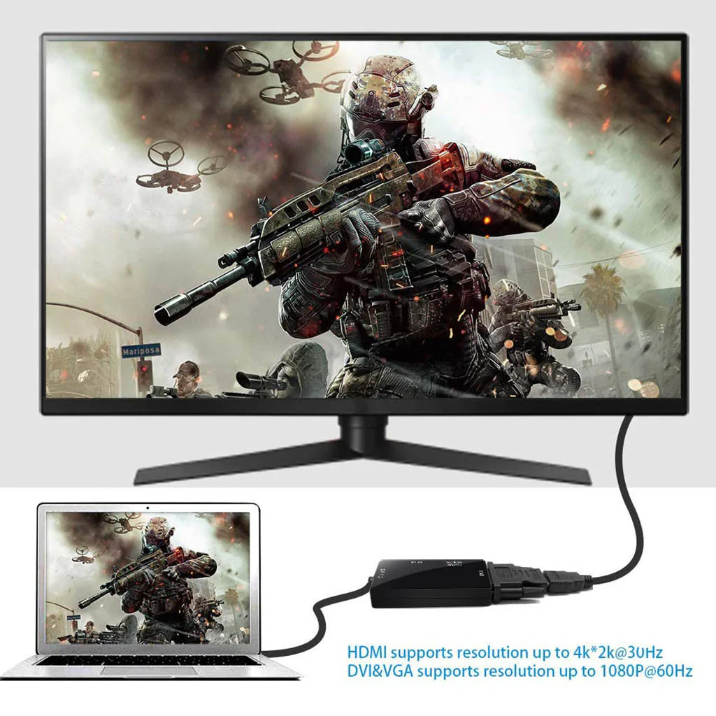 DisplayPort  Mini Dp To HDMI-compatible 4K DVI VGA 3 In 1 Cable Adapter Converter for HDTV Monitor Projector for Gaming
