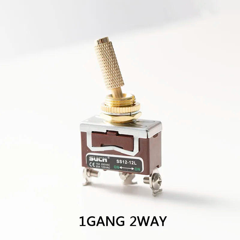 CE Golden Color Brass Knurl Toggle  12~ 250V 1GANG 2WAY DIY Home Bar Hotel Car Machine Customized Electric Wall Light Switch